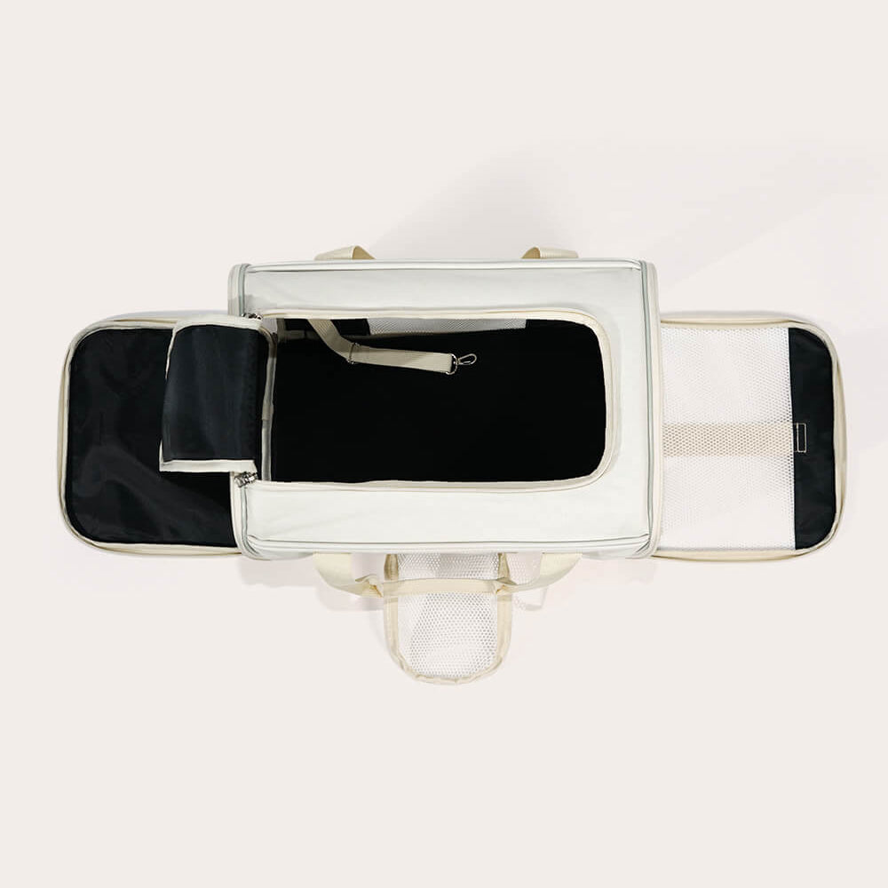 Portable rolling pet carrier in Cloud Dancer