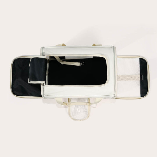 Portable rolling pet carrier in Cloud Dancer